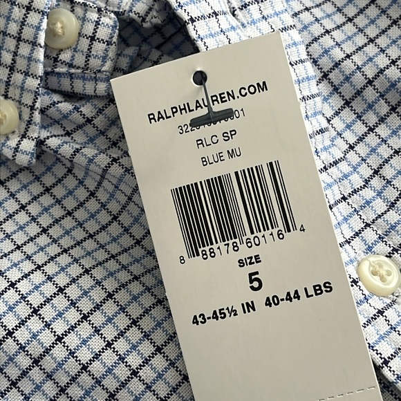 Ralph Lauren Boys Button Down Blue and White Checkered Shirt - Picture 7 of 7